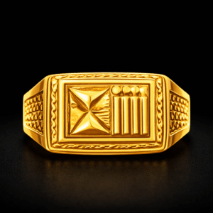 Premium  Rectangular Gold Ring for Men – Textured Designer Finish