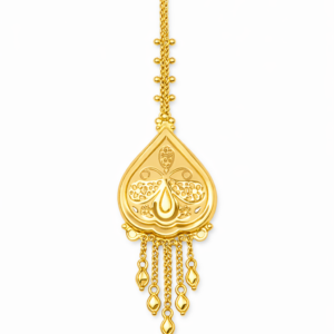 Traditional Paisley Design Gold Mang Tika with Drop Tassels