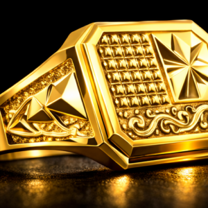 Star Panel Designer Gold Ring for Men