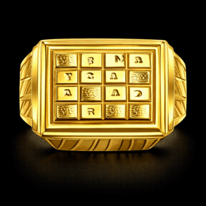 Square Pattern Gold Ring for Men