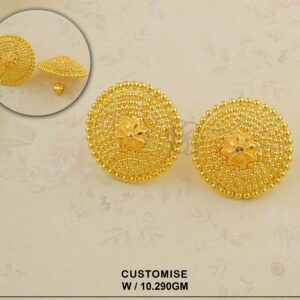 Traditional Circular Filigree Gold Stud Earrings with Beaded Border