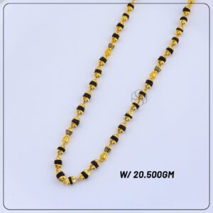Premium Heavy Gold Chain with Rudraksha Beads & CZ Cylindrical Highlights