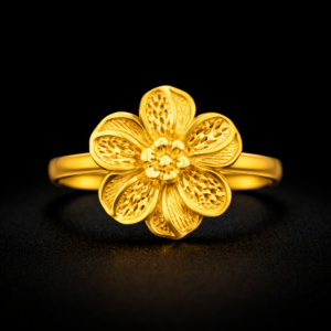 Classic Gold Floral Ring with Textured Petal Detailing