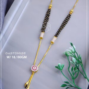 Modern Dual-Strand Mangalsutra with Black Beads and CZ Pendant