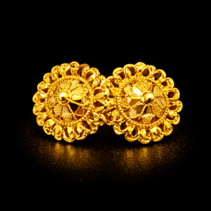 Traditional Gold Plated Floral Filigree Stud Earrings