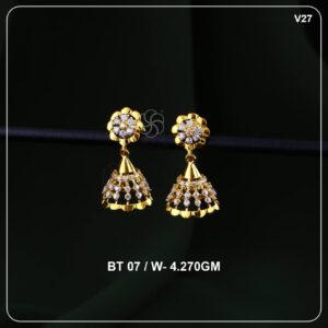 Floral Diamond Jhumka Gold Earrings