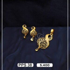 Abstract Swan Design Gold Pendant Set with Drop Earrings