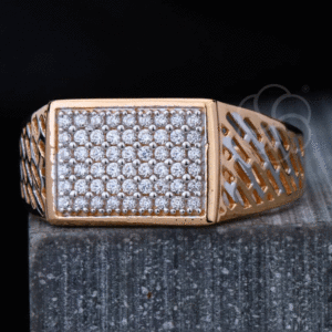 Men’s 18K Rose Gold Ring with Diamond Cut Finish