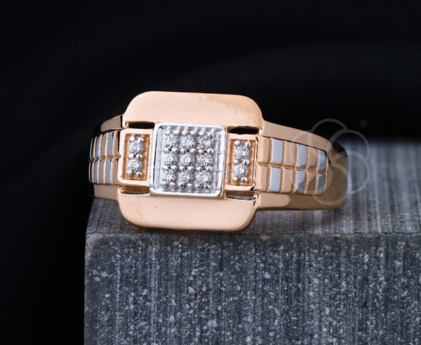 Bold Men's 18k Rose Gold Ring with Royal Finish