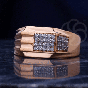 18K Rose Gold Men’s Ring with Textured Detailing