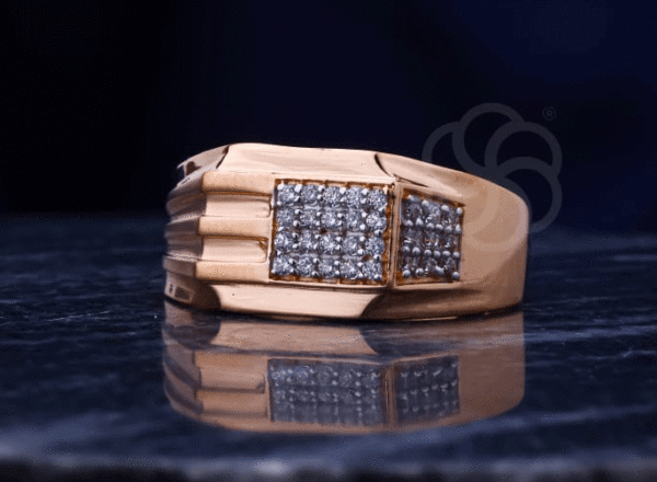 18K Rose Gold Men’s Ring with Textured Detailing