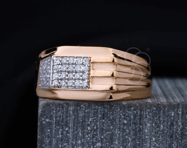 Trendy Men's Gold Ring with Matte Finish