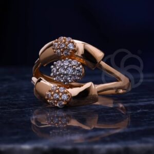 18K Real Rose Gold Women's Ring