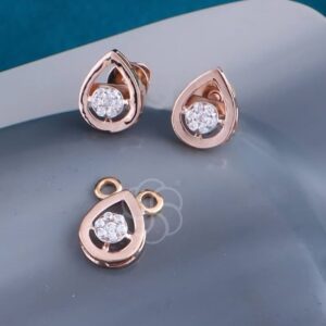 Premium 18K Rose Gold Mangalsutra Set with Earrings