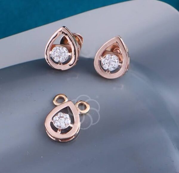 Premium 18K Rose Gold Mangalsutra Set with Earrings