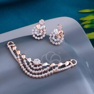 Premium 18K Rose Gold Mangalsutra Set with Earrings