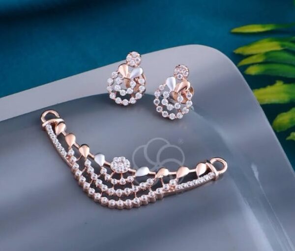Premium 18K Rose Gold Mangalsutra Set with Earrings