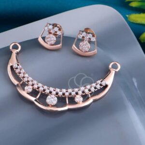 18K Rose Gold Pendant Mangalsutra Set with Earrings