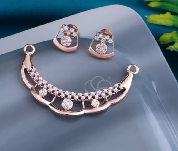 18K Rose Gold Pendant Mangalsutra Set with Earrings
