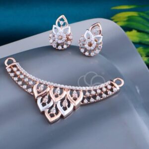 Affordable Luxury – 18K Rose Gold Mangalsutra & Earrings Set