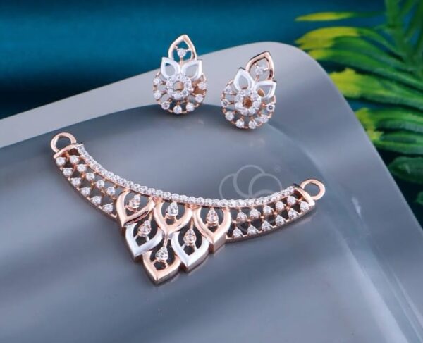 Affordable Luxury – 18K Rose Gold Mangalsutra & Earrings Set