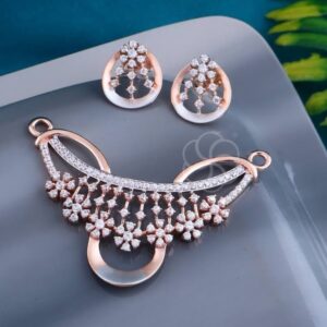 18K Rose Gold Mangalsutra Set with Matching Earrings