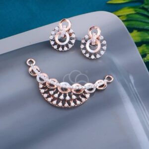 Bold & Beautiful – 18K Rose Gold Mangalsutra Set with Earrings