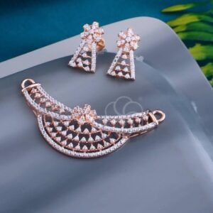 Affordable Luxury – 18K Rose Gold Mangalsutra & Earrings Set