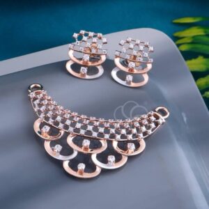 Romantic Gift 18K Rose Gold Mangalsutra Set with Matching Earrings