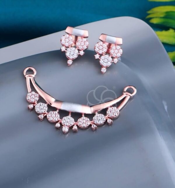 18K Rose Gold Mangalsutra & Earrings Set