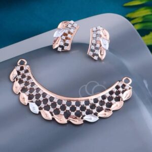 18K Rose Gold Pendant Mangalsutra Set with Earrings