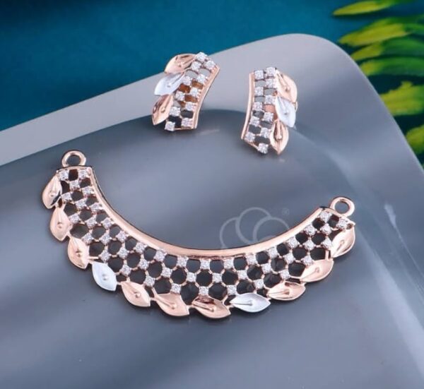 18K Rose Gold Pendant Mangalsutra Set with Earrings