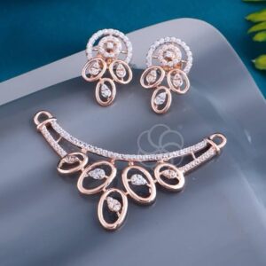 Minimalist 18K Rose Gold Mangalsutra Set With Earrings
