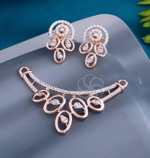 Minimalist 18K Rose Gold Mangalsutra Set With Earrings