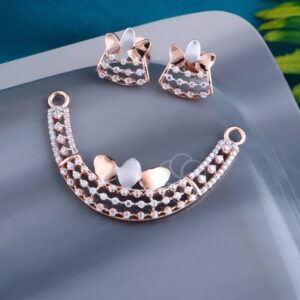 18K Hallmarked Rose Gold Mangalsutra with Earrings
