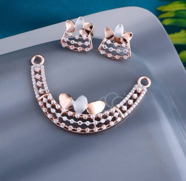 18K Hallmarked Rose Gold Mangalsutra with Earrings