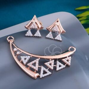 Stylish 18K Rose Gold Mangalsutra with Matching Earrings