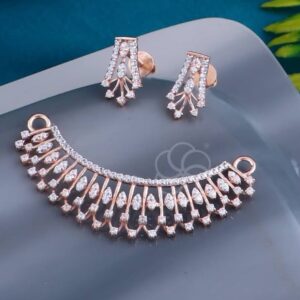 18K Real Rose Gold Mangalsutra with Earrings