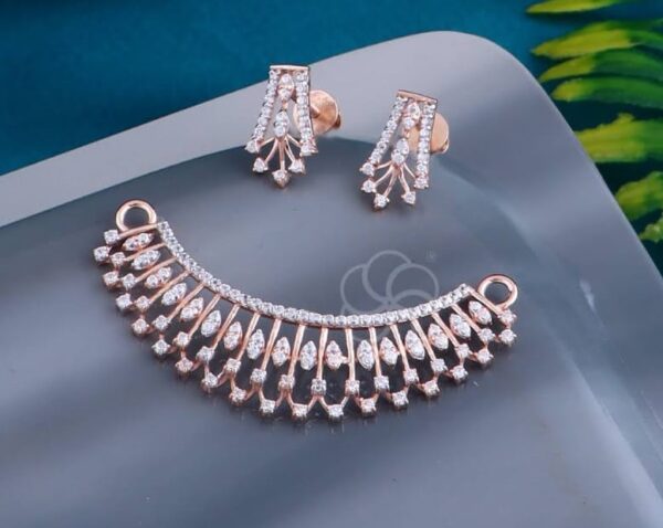 18K Real Rose Gold Mangalsutra with Earrings
