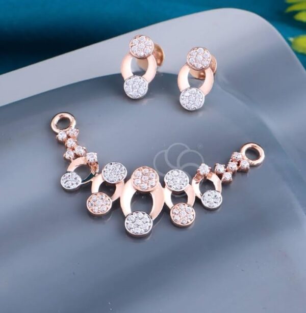Traditional 18K Rose Gold Mangalsutra with Earrings