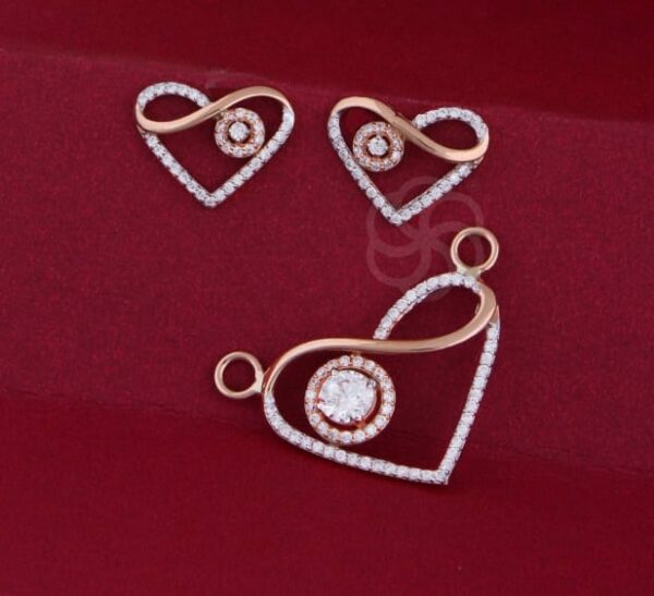 18K Rose Gold Mangalsutra Set with Earrings
