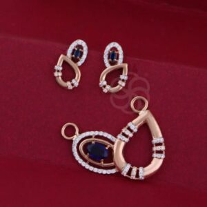 Trendy 18K Rose Gold Mangalsutra with Earrings