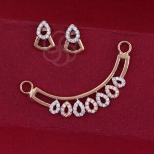 Trendy 18K Rose Gold Mangalsutra with Earrings