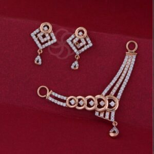 Designer Touch 18K Rose Gold Mangalsutra and Earrings