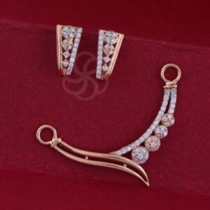 Designer 18K Rose Gold Mangalsutra Set and Earrings