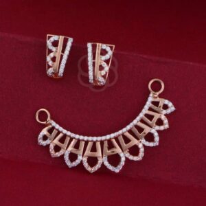 Classic 18K Rose Gold Mangalsutra Set with Earrings