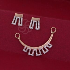 Graceful 18K Rose Gold Mangalsutra and Earring Set