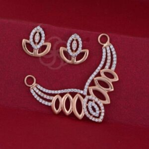 18K Rose Gold Mangalsutra with Earrings for Wedding