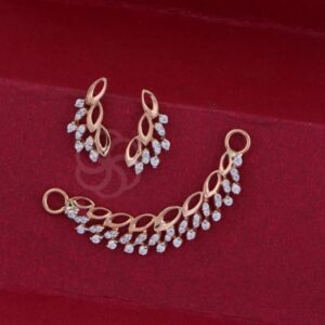 Elegant 18K Rose Gold Mangalsutra and Earrings for Brides