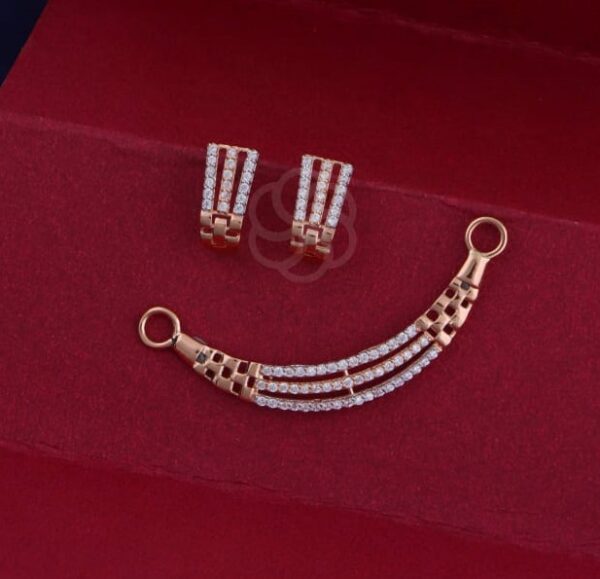 Pure Elegance – 18K Rose Gold Mangalsutra with Matching Earrings